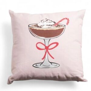 🆕🍸 Pink Espresso Martini Cotton Throw Pillow 20” x 20” NWT🎀